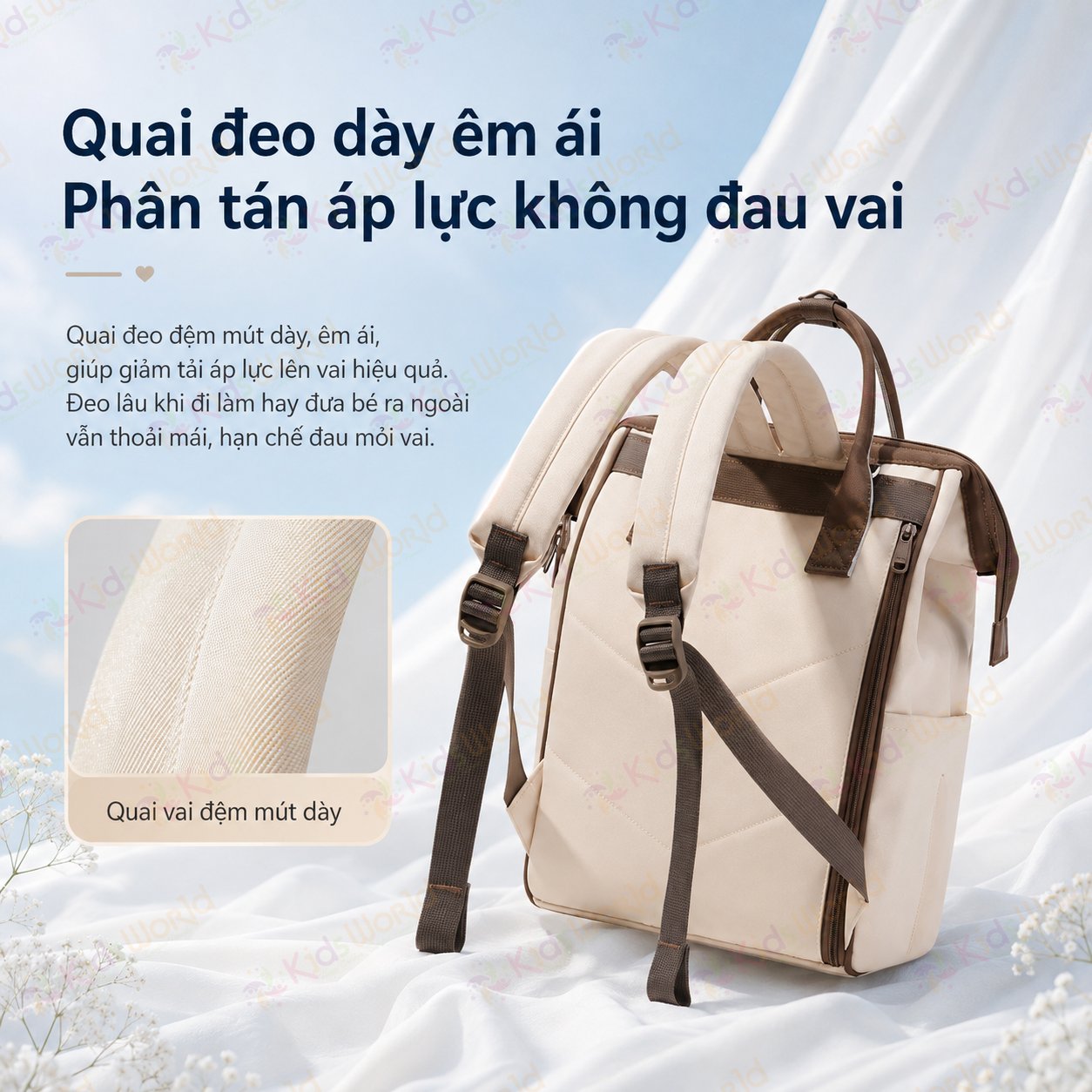 Balo đựng đồ bỉm sữa cho mẹ và bé Fashion dung tích 20L chống thấm nước, nhiều ngăn khoa học, quai đeo êm vai, túi đựng tã phía trước tiện lợi