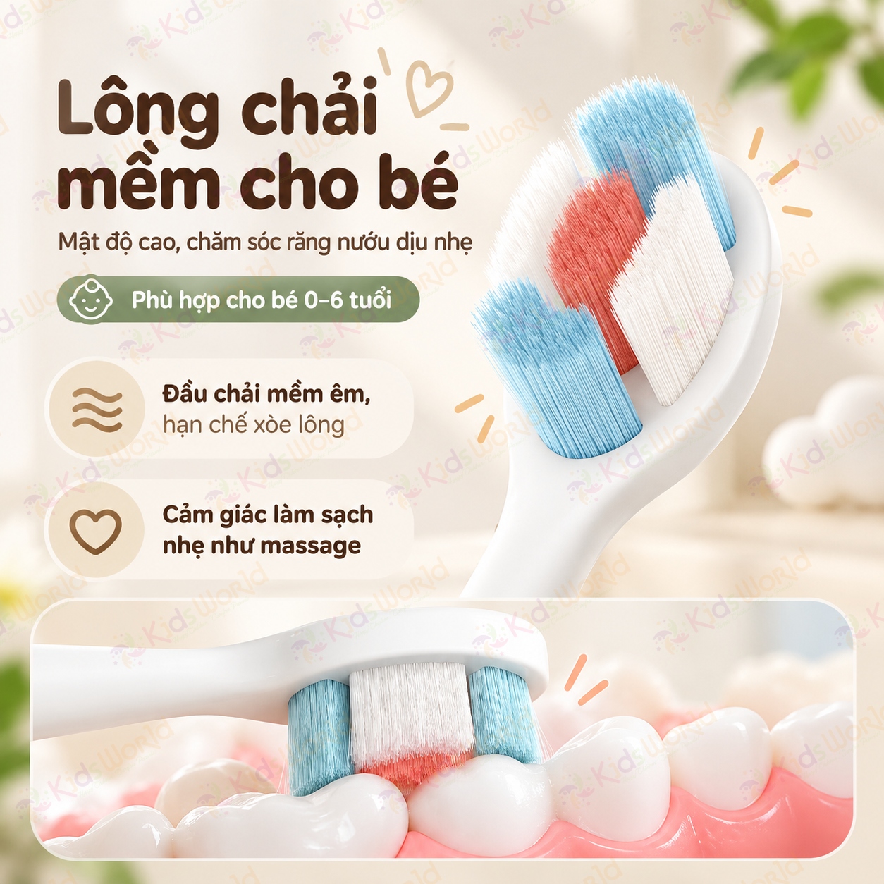 Bàn chải đánh răng cho bé SUREE hình khủng long 0–6 tuổi, lông bàn chải siêu mềm 0.12mm, vạch màu gợi ý lượng kem đánh răng