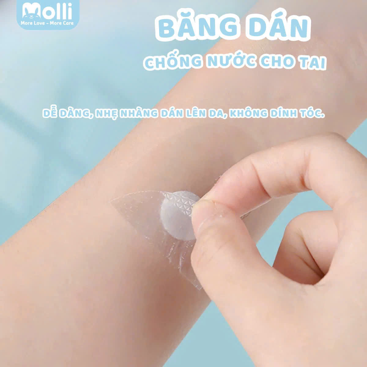 Hộp 30 miếng băng dán chống nước cho tai Molli khi tắm gội đầu, đi bơi cho bé