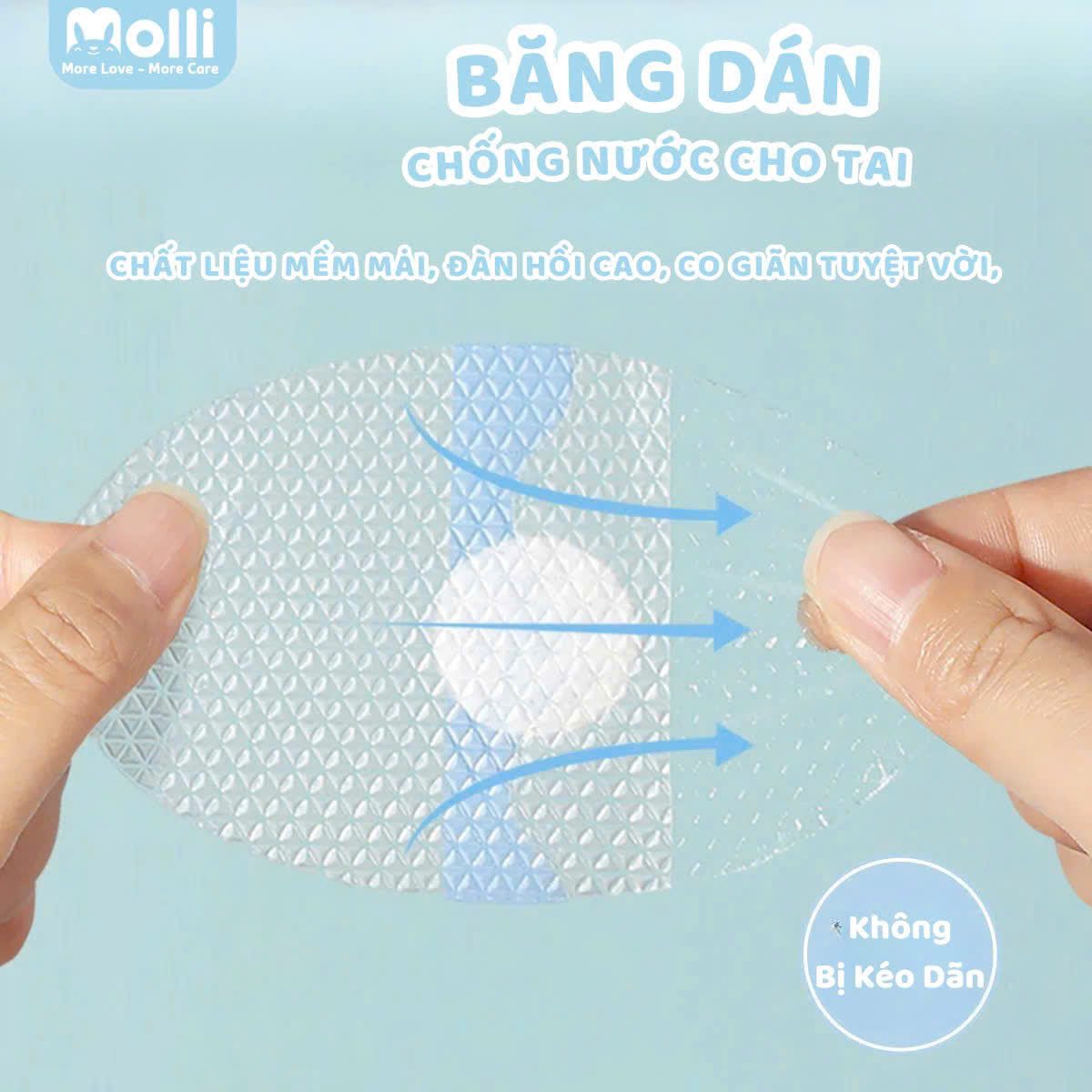 Hộp 30 miếng băng dán chống nước cho tai Molli khi tắm gội đầu, đi bơi cho bé