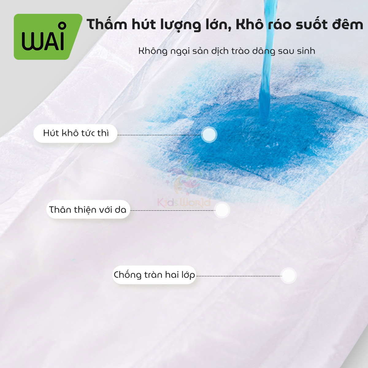Băng vệ sinh cho mẹ sau sinh Wai Puerperal Sanitary Napkin đủ size dùng trong 1 tháng, thấm hút gấp 20 lần, khô thoáng