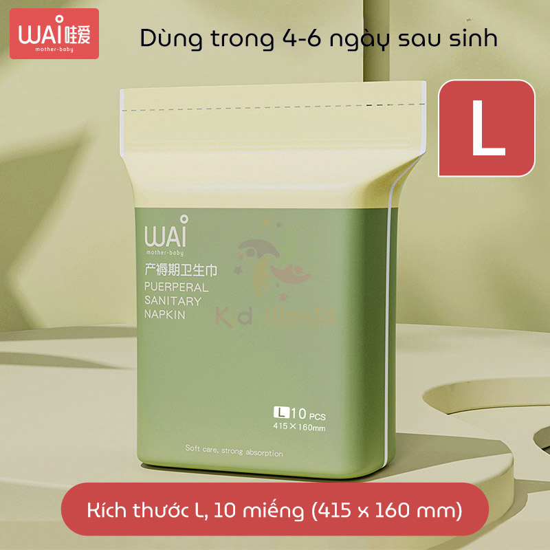 Băng vệ sinh cho mẹ sau sinh Wai Puerperal Sanitary Napkin đủ size dùng trong 1 tháng, thấm hút gấp 20 lần, khô thoáng