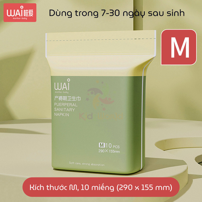 Băng vệ sinh cho mẹ sau sinh Wai Puerperal Sanitary Napkin đủ size dùng trong 1 tháng, thấm hút gấp 20 lần, khô thoáng