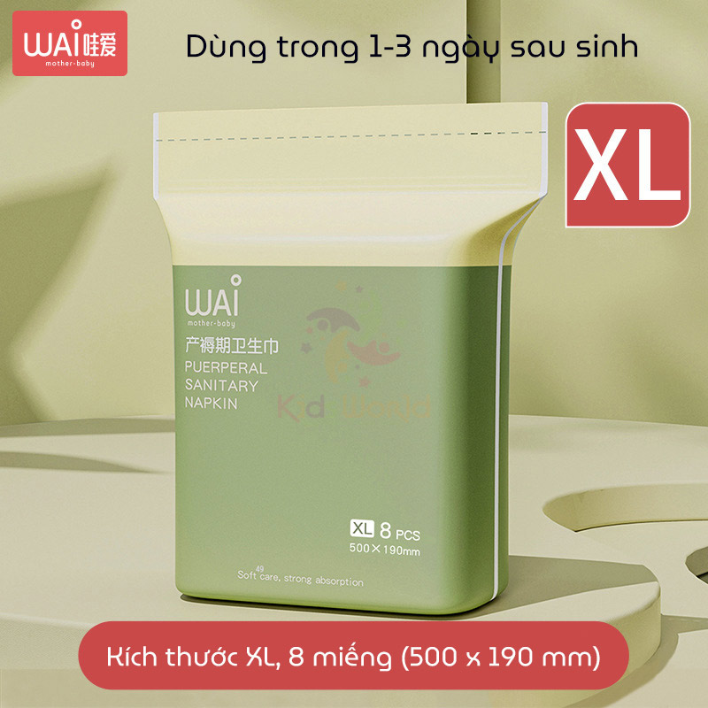 Băng vệ sinh cho mẹ sau sinh Wai Puerperal Sanitary Napkin đủ size dùng trong 1 tháng, thấm hút gấp 20 lần, khô thoáng