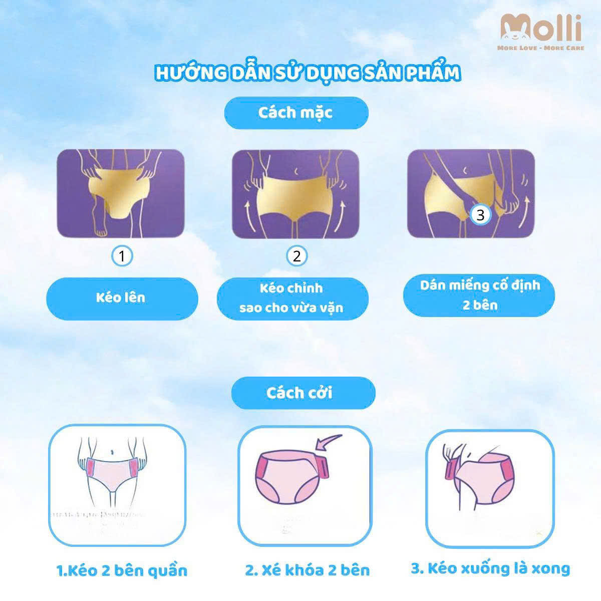 Băng vệ sinh dạng quần cho mẹ bầu sau sinh Molli thoáng khí siêu thấm hút co giãn thoải mái