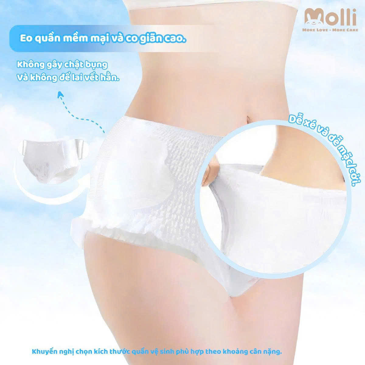 Băng vệ sinh dạng quần cho mẹ bầu sau sinh Molli thoáng khí siêu thấm hút co giãn thoải mái