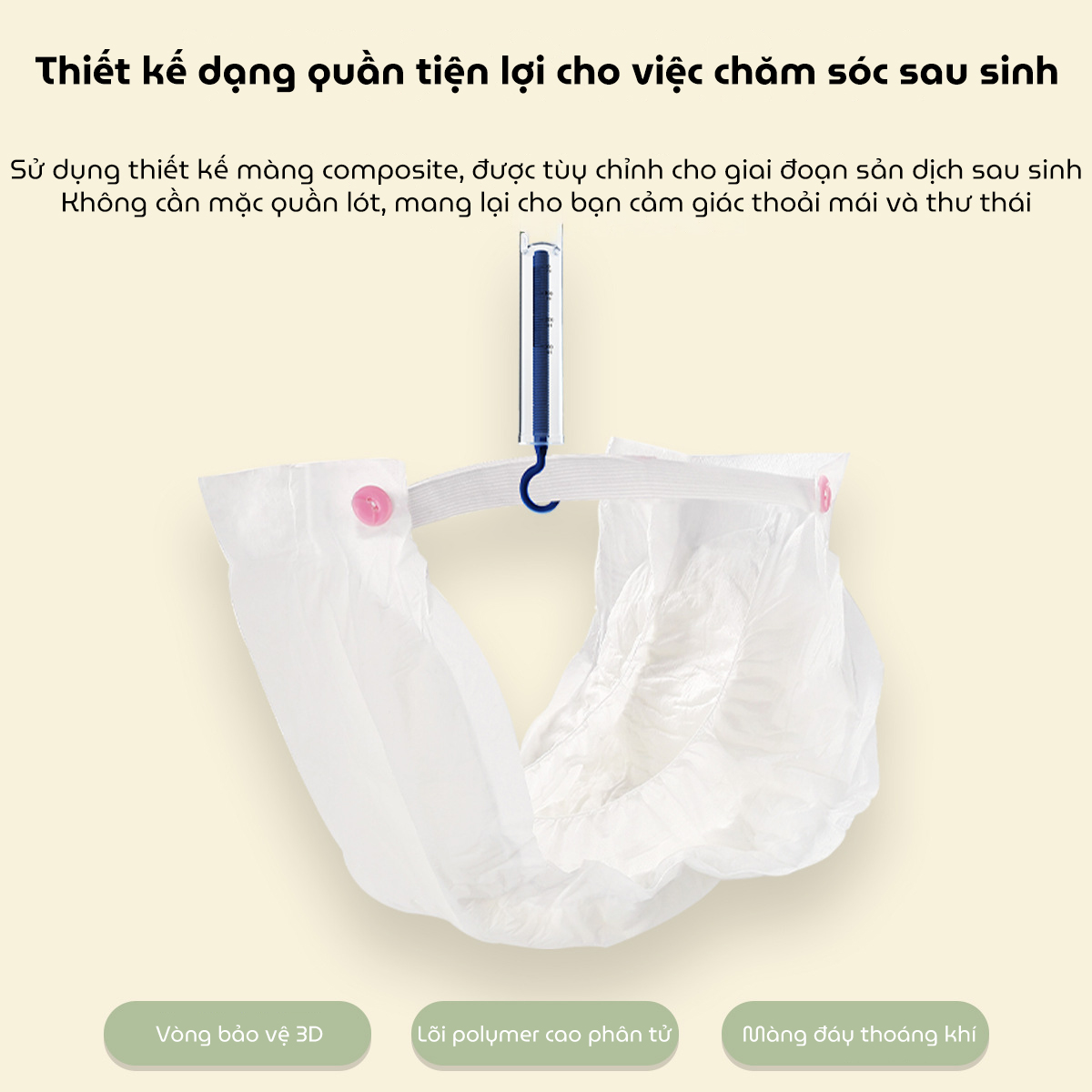 Băng vệ sinh dạng quần cho mẹ sau sinh Wai Puerperal Sanitary Napkin bịch 3 miếng thấm hút tốt có cân định lượng tiện lợi