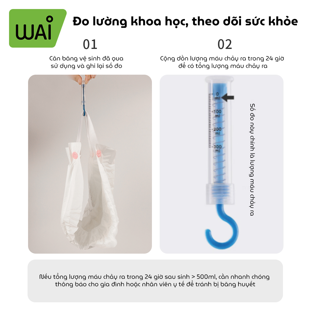 Băng vệ sinh dạng quần cho mẹ sau sinh Wai Puerperal Sanitary Napkin bịch 3 miếng thấm hút tốt có cân định lượng tiện lợi
