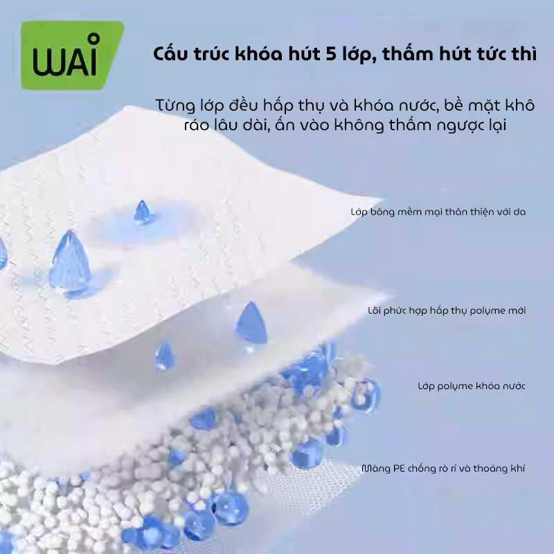 Băng vệ sinh dạng quần cho mẹ sau sinh Wai Puerperal Sanitary Napkin bịch 3 miếng thấm hút tốt có cân định lượng tiện lợi