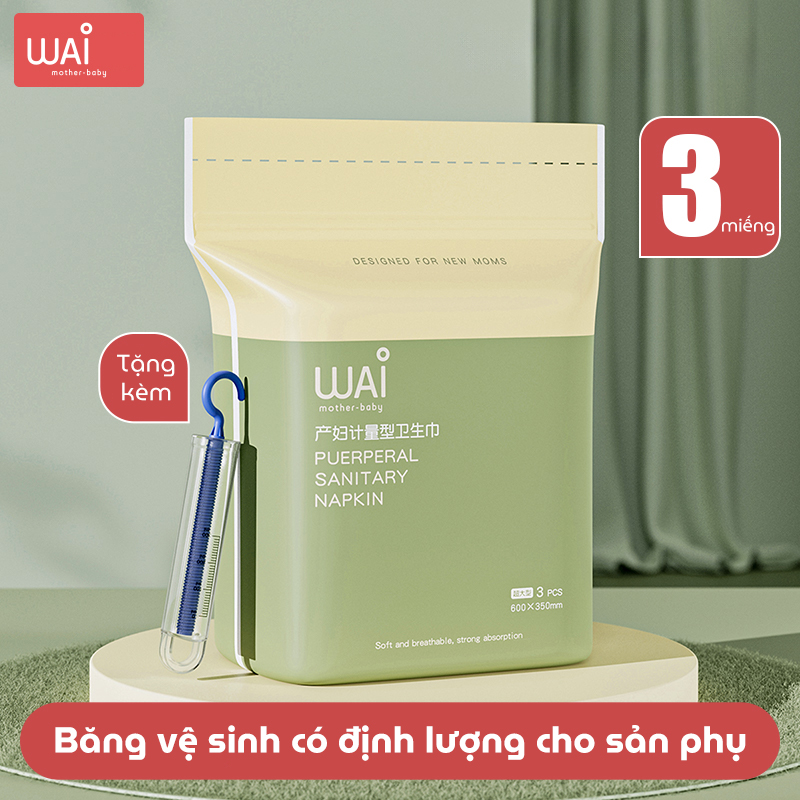 Băng vệ sinh dạng quần cho mẹ sau sinh Wai Puerperal Sanitary Napkin bịch 3 miếng thấm hút tốt có cân định lượng tiện lợi