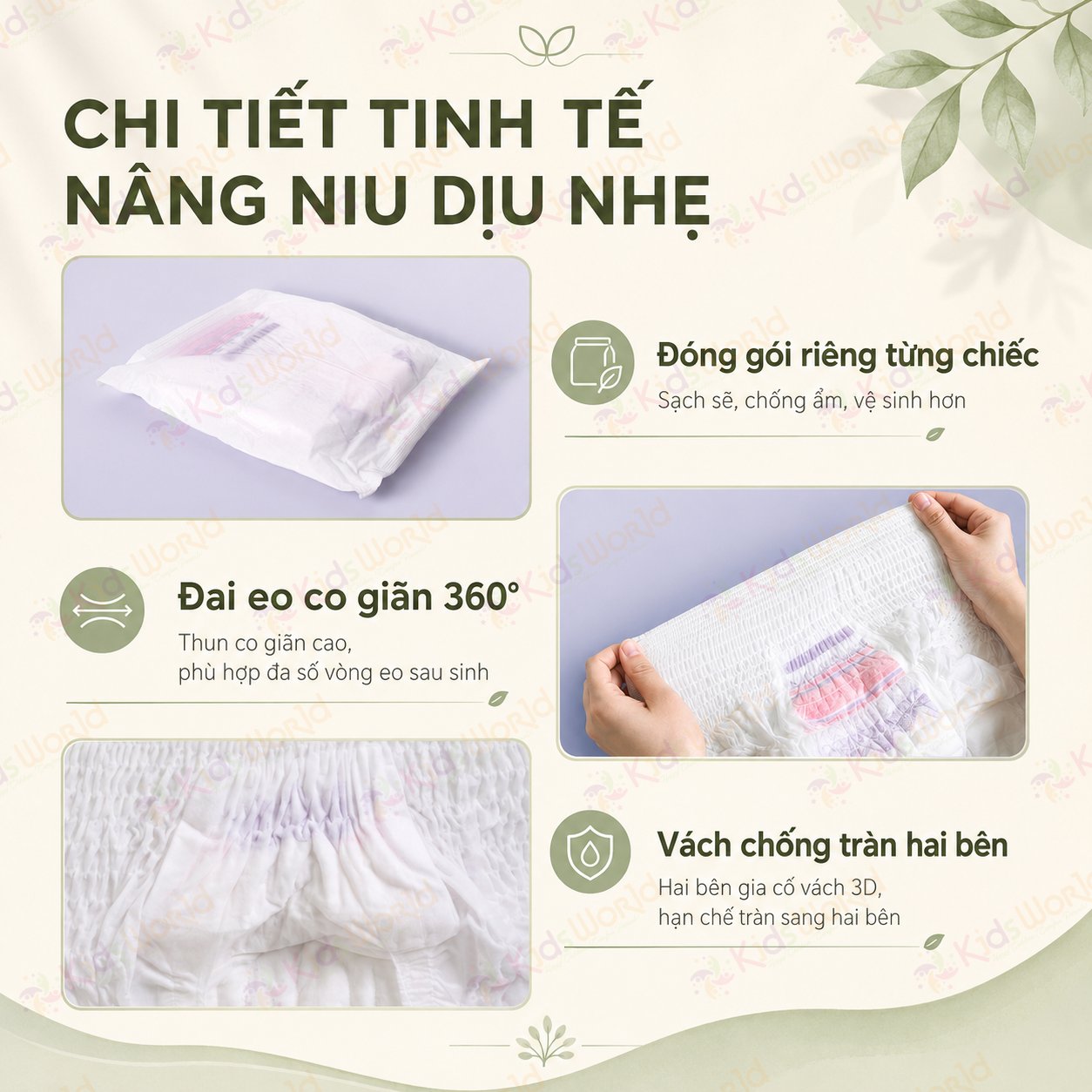 Băng vệ sinh dạng quần dùng 1 lần WAI Disposable Period Underwear chống tràn 3D thiết kế dành cho mẹ bầu, mẹ sau sinh, phụ nữ trong kỳ kinh nguyệt lượng nhiều