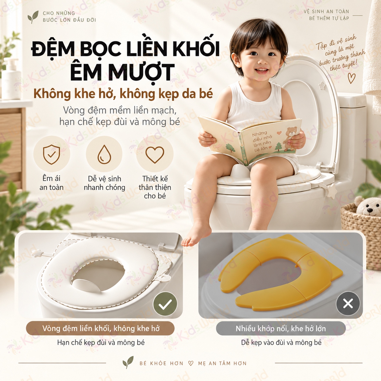 Bệ ngồi bồn cầu, toilet cho bé gấp gọn chống trượt, bô thu nhỏ cho bé tập đi vệ sinh tiện mang theo