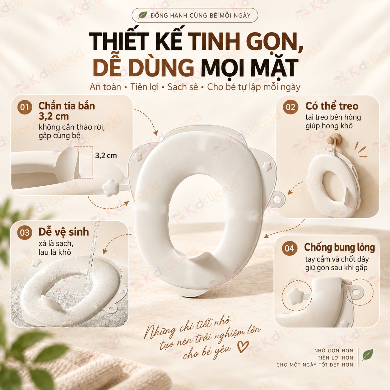 Bệ ngồi bồn cầu, toilet cho bé gấp gọn chống trượt, bô thu nhỏ cho bé tập đi vệ sinh tiện mang theo