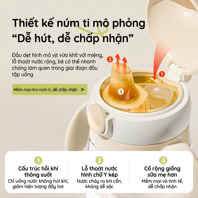 Bình tập hút, tập uống cho bé Zaxion 280ml nhựa PPSU cao cấp, thiết kế mỏ vịt chống sặc, an toàn tuyệt đối