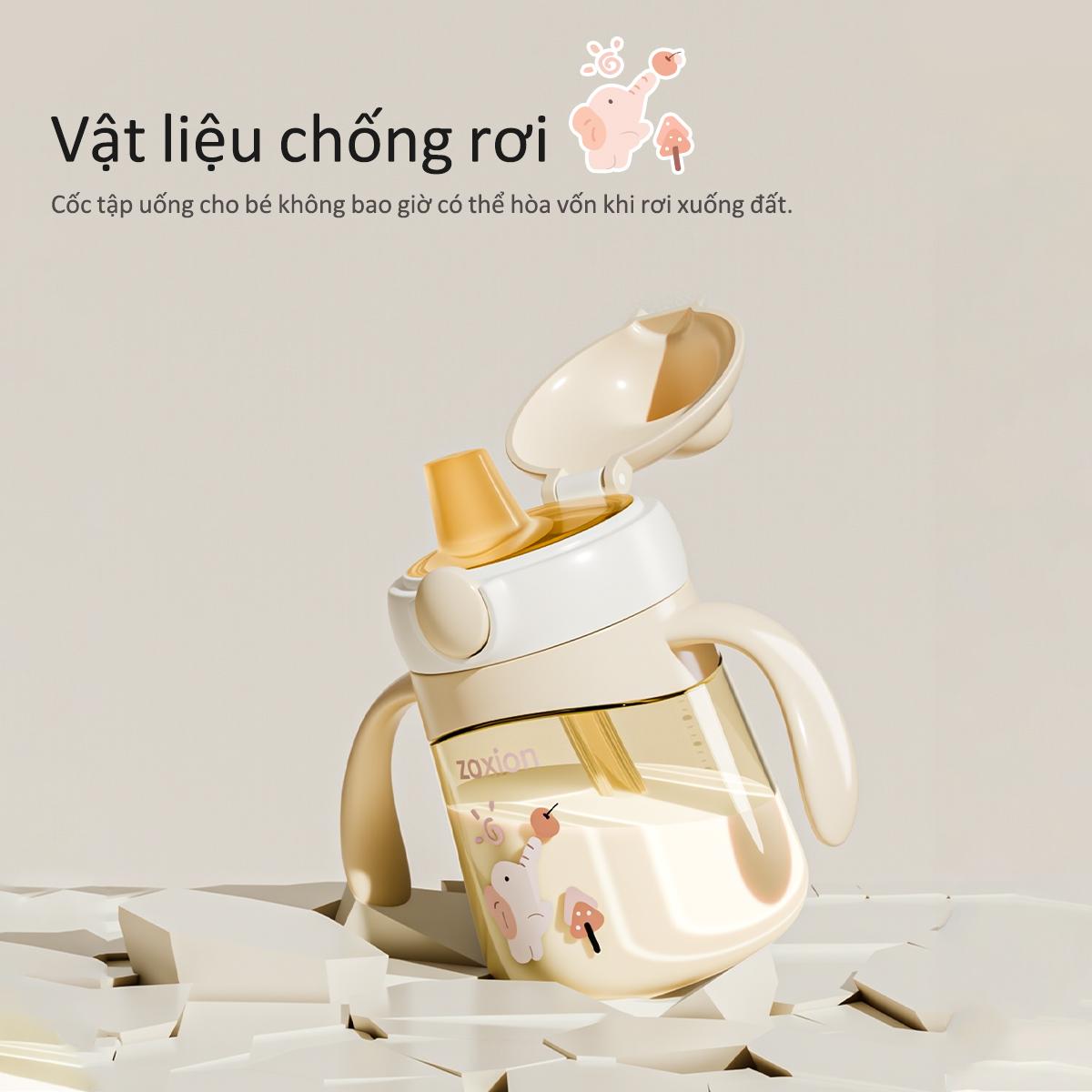 Bình tập hút, tập uống cho bé Zaxion 280ml nhựa PPSU cao cấp, thiết kế mỏ vịt chống sặc, an toàn tuyệt đối