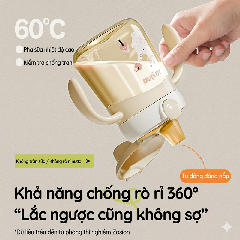 Bình tập hút, tập uống cho bé Zaxion 280ml nhựa PPSU cao cấp, thiết kế mỏ vịt chống sặc, an toàn tuyệt đối