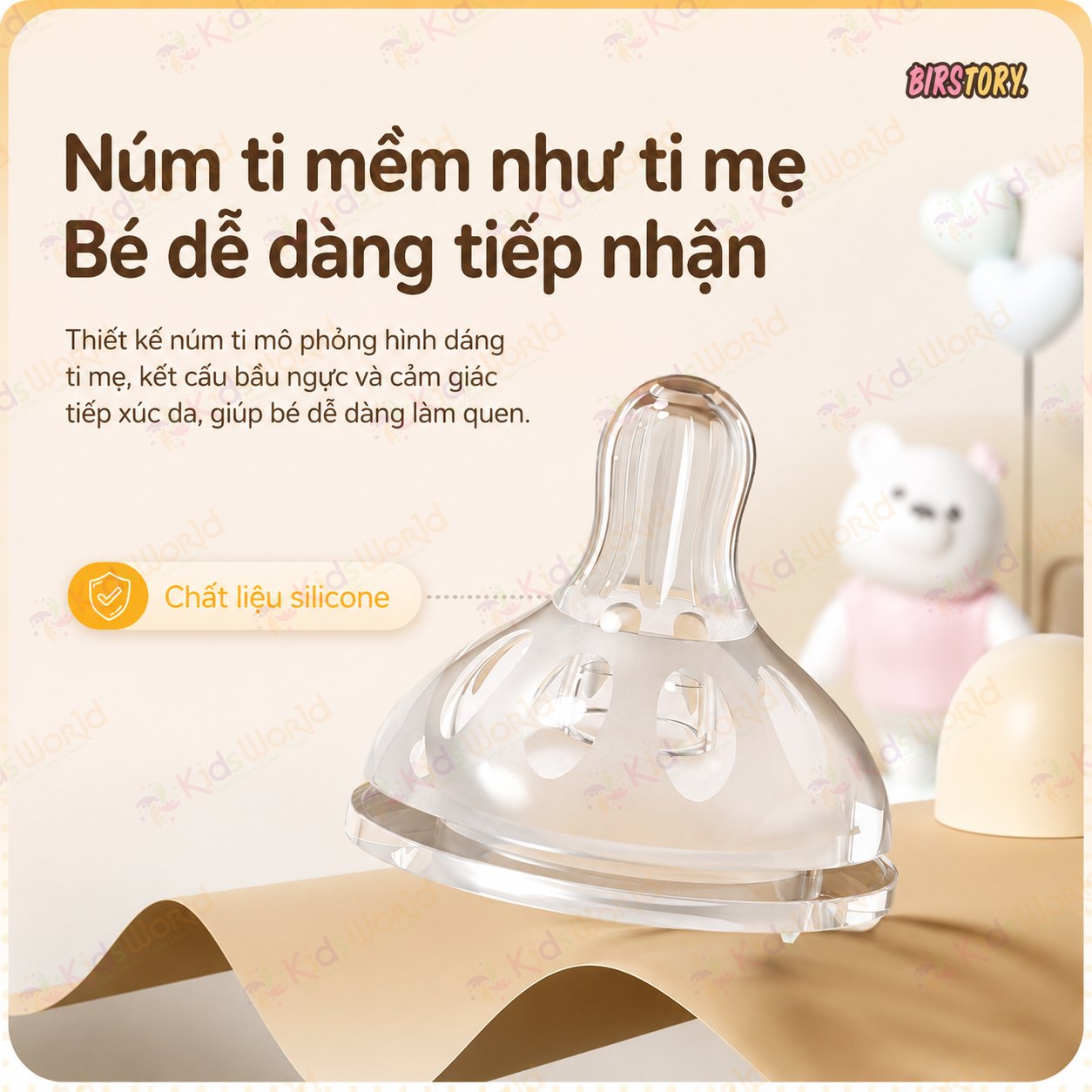 Bình tập uống nước cho bé Birstory 210ml, 280ml ống hút silicon chống sặc cho bé tập hút tập uống an toàn