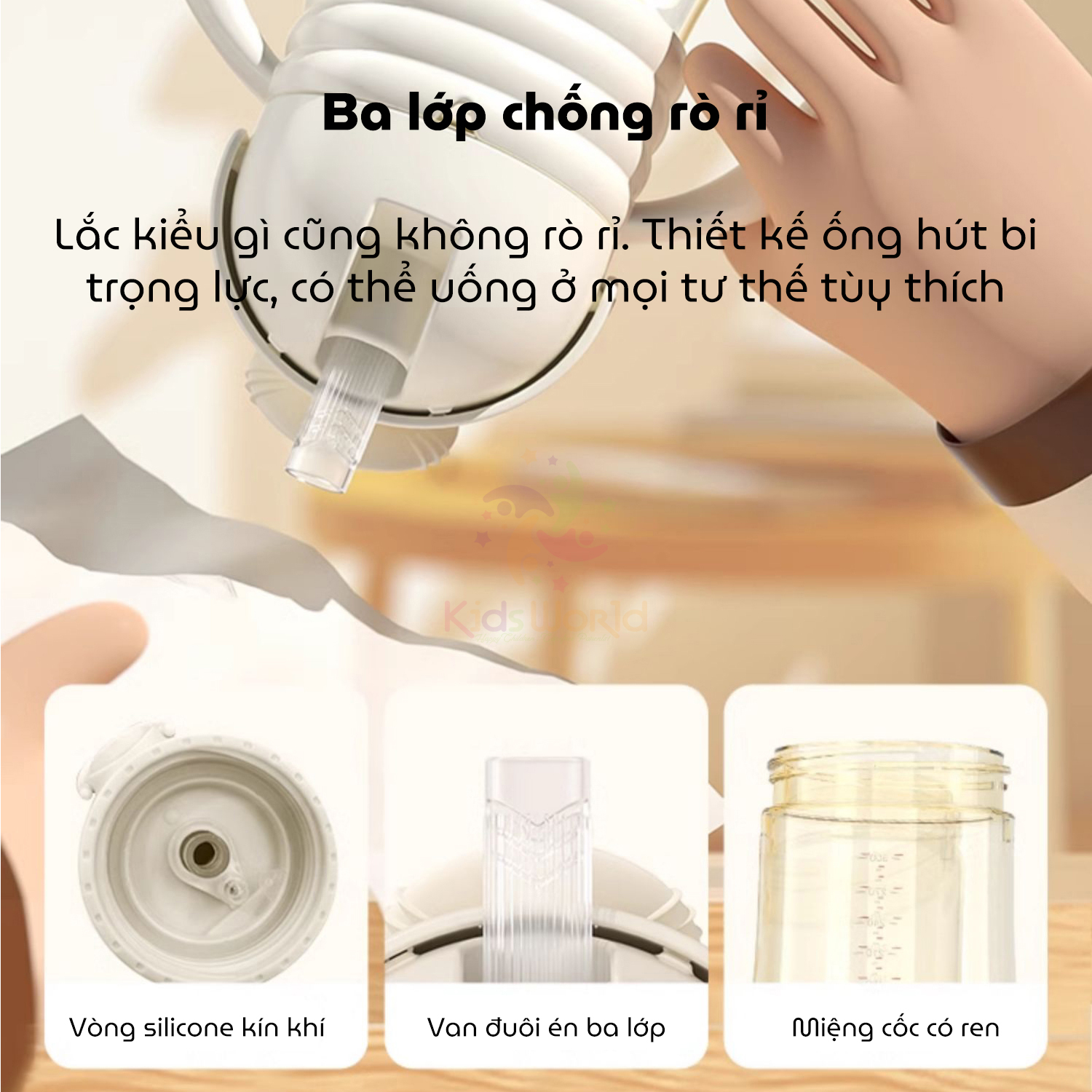 Bình tập hút, tập uống cho bé BEBIKR RainBow Cup dung tích 300ml chất liệu PPSU cao cấp, vạch chia cảm biến nhiệt độ, chống sặc