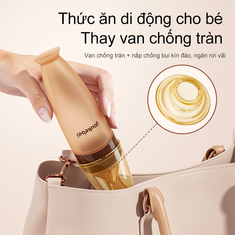 Bình thìa ăn dặm cho bé Youkebei Dung tích 120ml có vạch chia ml chất liệu silicone cao cấp chịu nhiệt độ cao an toàn