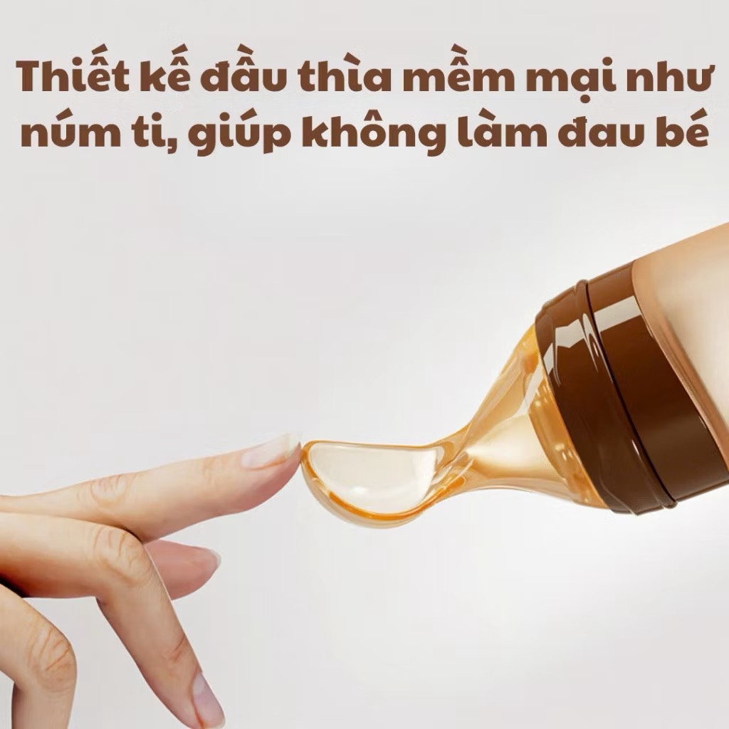 Bình thìa ăn dặm cho bé Youkebei Dung tích 120ml có vạch chia ml chất liệu silicone cao cấp chịu nhiệt độ cao an toàn