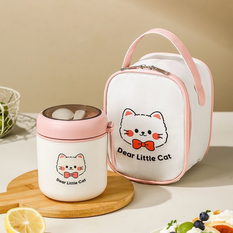 Bình ủ cháo giữ nhiệt lõi inox 304 Dear Little 530ml đựng thức ăn cho bé kèm muỗng