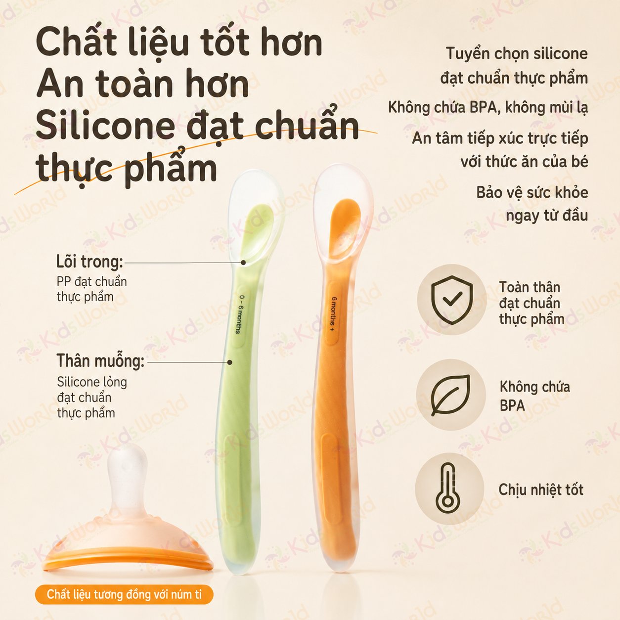 Bộ 2 thìa muỗng silicone mềm cho bé sơ sinh và ăn dặm 2 giai đoạn, đầu muỗng bo tròn, mềm dẻo, không BPA, kèm hộp đựng tiện lợi