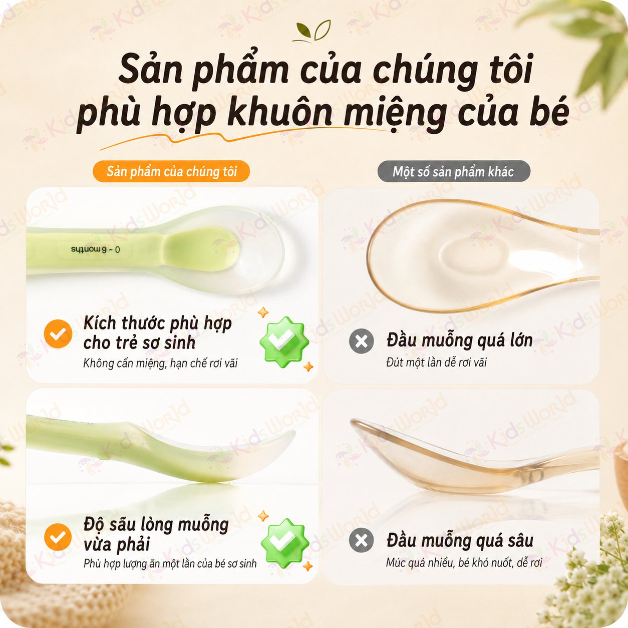Bộ 2 thìa muỗng silicone mềm cho bé sơ sinh và ăn dặm 2 giai đoạn, đầu muỗng bo tròn, mềm dẻo, không BPA, kèm hộp đựng tiện lợi