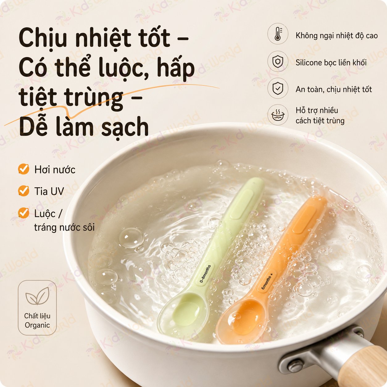 Bộ 2 thìa muỗng silicone mềm cho bé sơ sinh và ăn dặm 2 giai đoạn, đầu muỗng bo tròn, mềm dẻo, không BPA, kèm hộp đựng tiện lợi