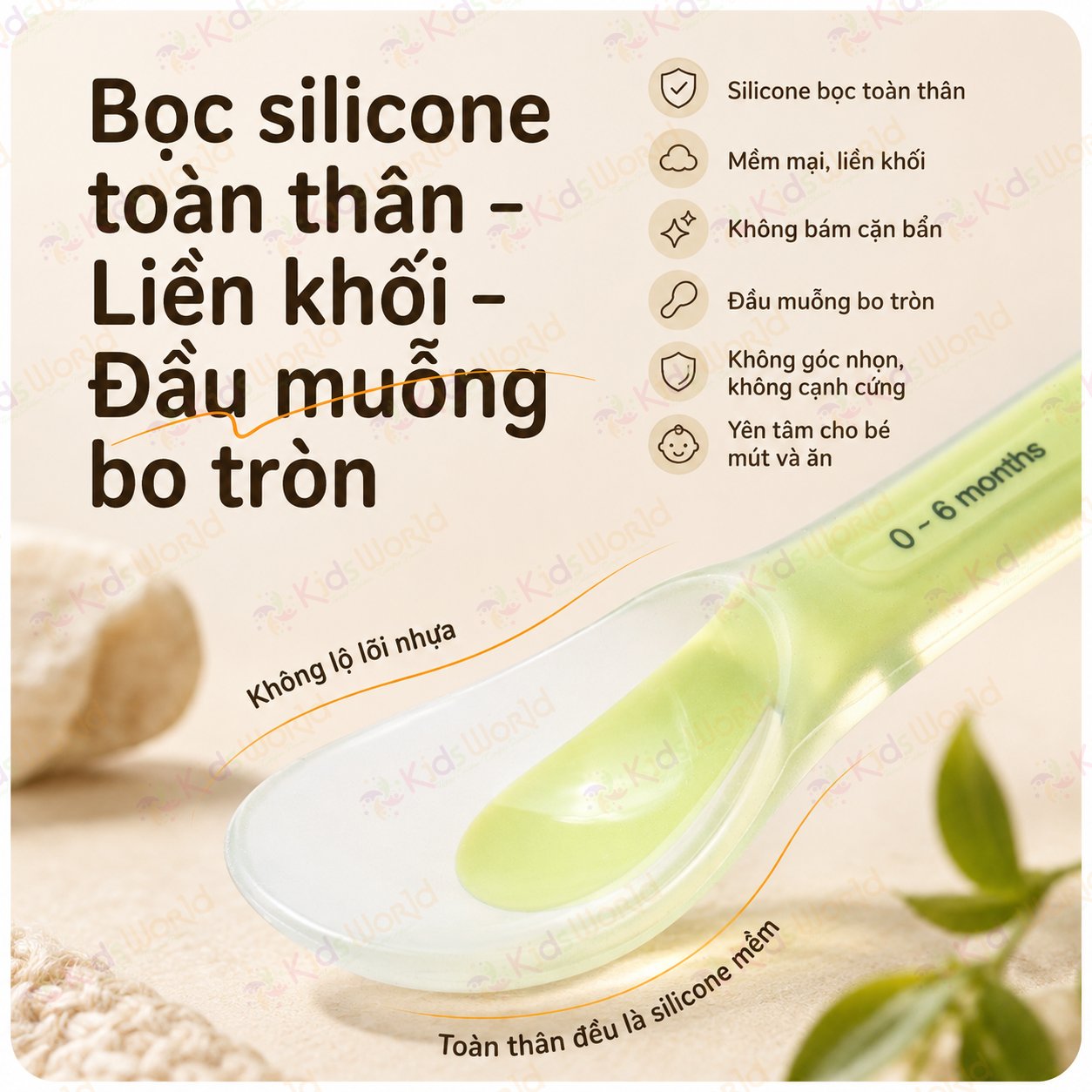Bộ 2 thìa muỗng silicone mềm cho bé sơ sinh và ăn dặm 2 giai đoạn, đầu muỗng bo tròn, mềm dẻo, không BPA, kèm hộp đựng tiện lợi