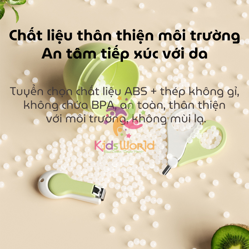 Bộ bấm móng tay móng chân cho bé hình trụ 4 chi tiết gồm bấm móng, kéo, nhíp, dũa chống kẹp thịt an toàn cho bé