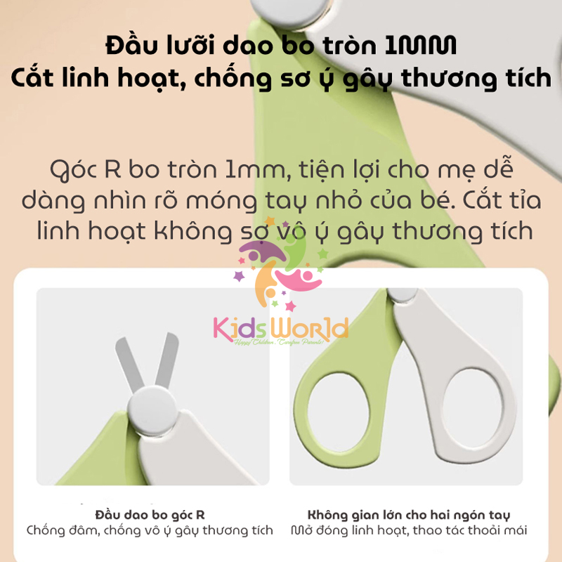 Bộ bấm móng tay móng chân cho bé hình trụ 4 chi tiết gồm bấm móng, kéo, nhíp, dũa chống kẹp thịt an toàn cho bé