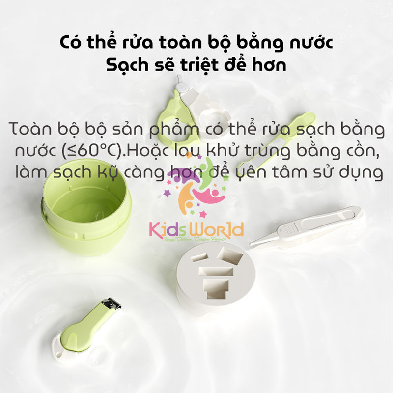 Bộ bấm móng tay móng chân cho bé hình trụ 4 chi tiết gồm bấm móng, kéo, nhíp, dũa chống kẹp thịt an toàn cho bé