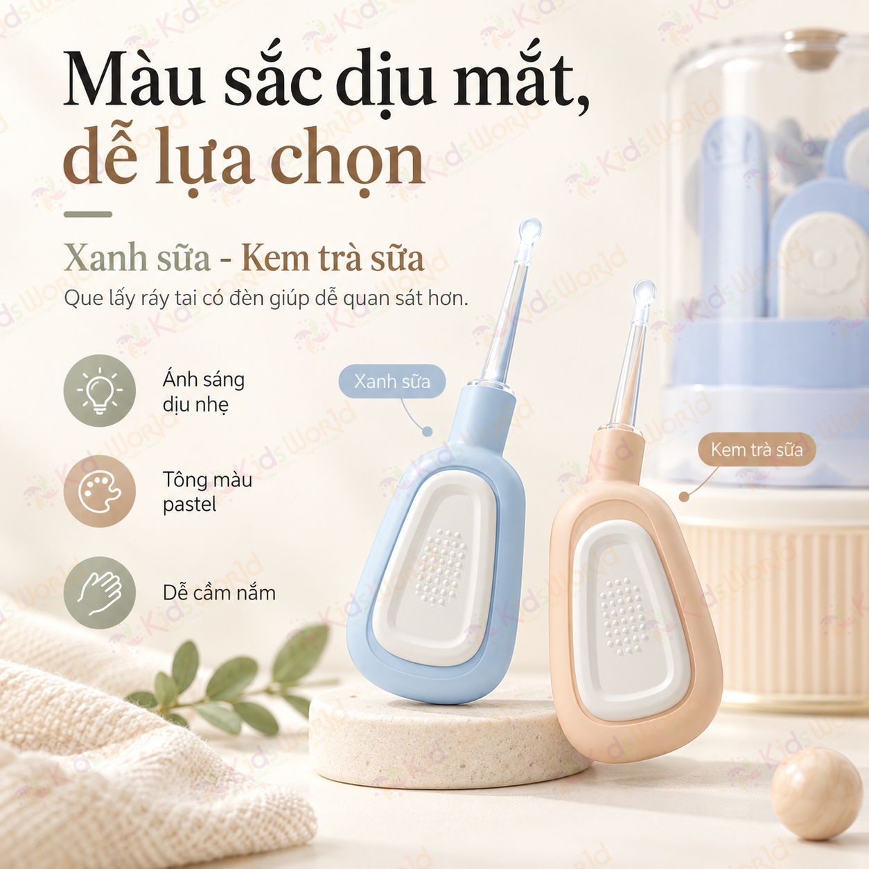 Bộ chăm sóc bấm móng tay móng chân cho bé 6 chi tiết hình sư tử kéo an toàn dũa móng nhíp que lấy ráy tai có đèn hộp đựng gọn sạch