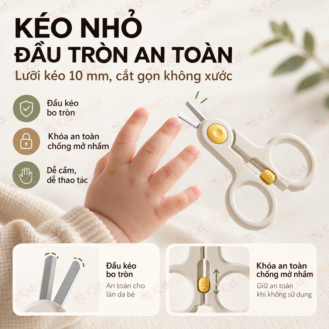 Bộ chăm sóc bấm móng tay móng chân cho bé 6 món hình khủng long chống kẹp thịt, kéo đầu tròn, dũa nano, nhíp bo tròn kèm hộp đựng