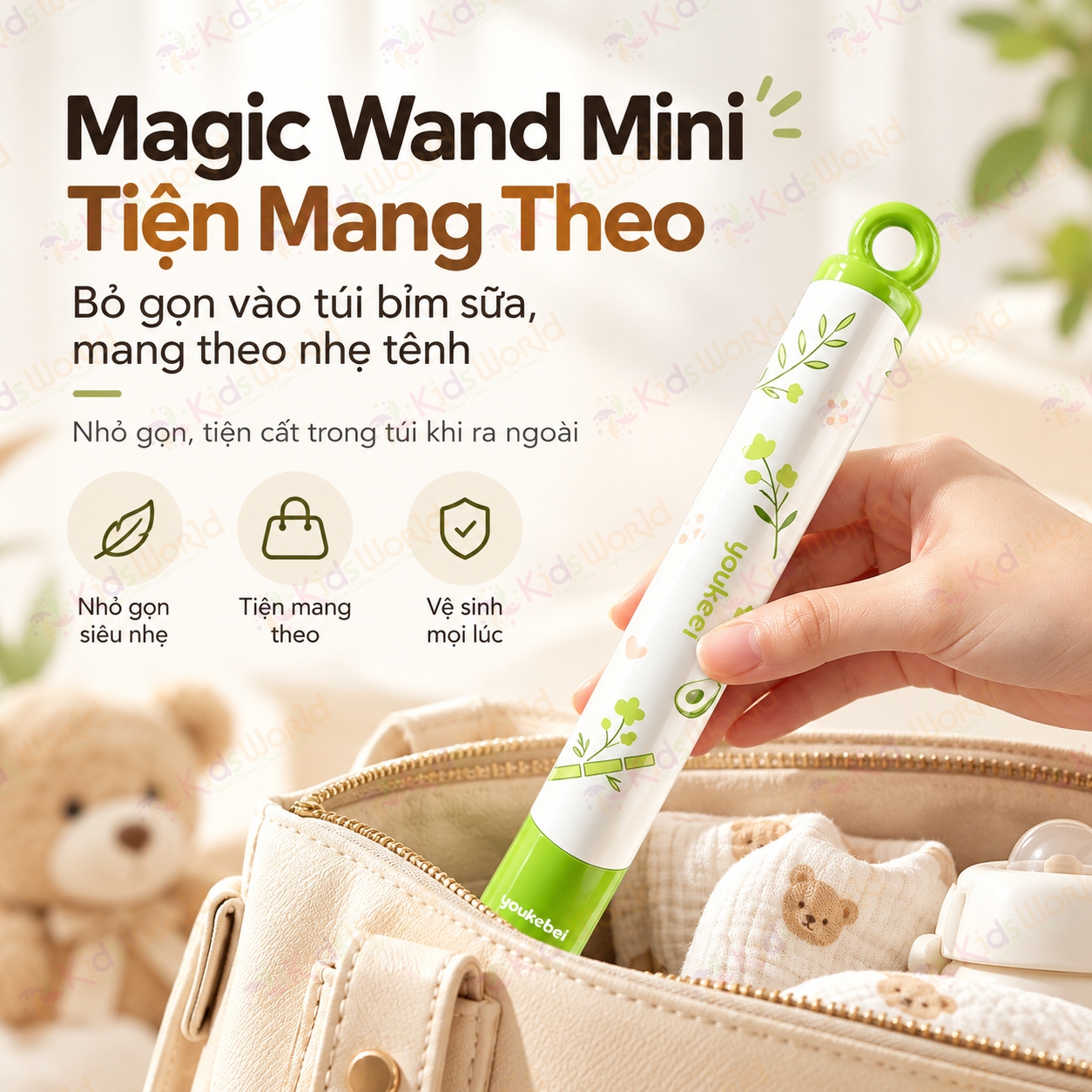 Bộ cọ rửa bình sữa Youkebei 8in1 chất liệu Silicone 360°vệ sinh bình, núm ti, ống hút, khe rãnh, miệng cốc thu gọn có đế đứng & vòng treo