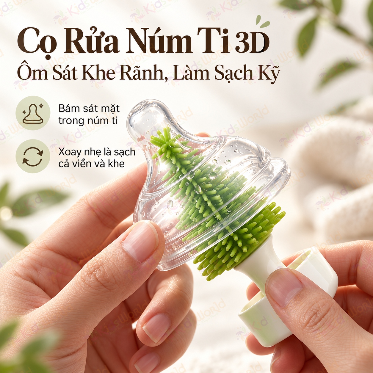 Bộ cọ rửa bình sữa Youkebei 8in1 chất liệu Silicone 360°vệ sinh bình, núm ti, ống hút, khe rãnh, miệng cốc thu gọn có đế đứng & vòng treo
