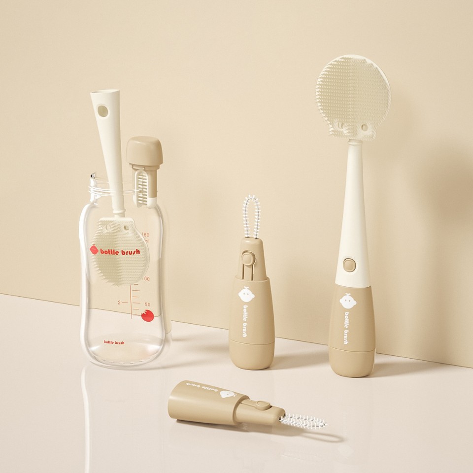 Bộ cọ rửa bình sữa silicone TPE đa năng 3in1 vệ sinh chuyên sâu, kháng khuẩ, thiết kế sang trọng, có thể tháo rời