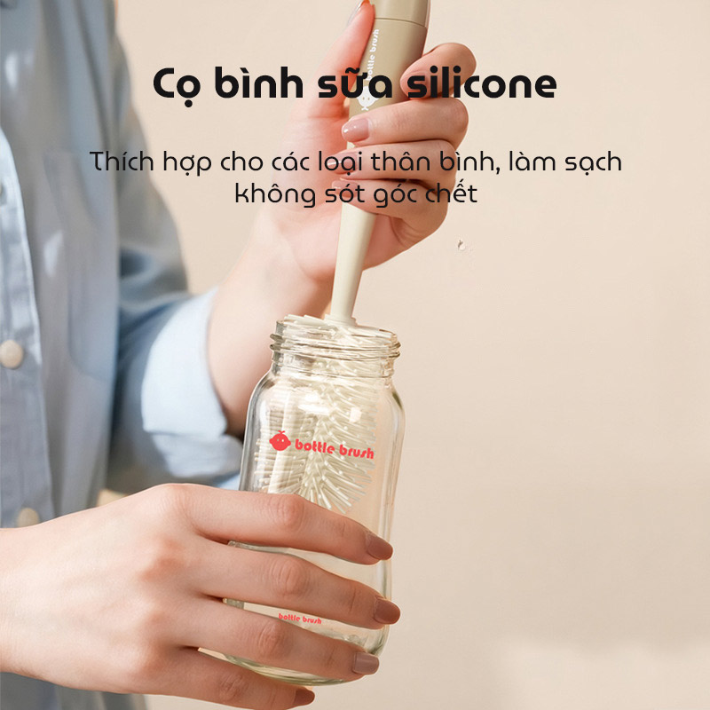 Bộ cọ rửa bình sữa silicone TPE đa năng 3in1 vệ sinh chuyên sâu, kháng khuẩ, thiết kế sang trọng, có thể tháo rời
