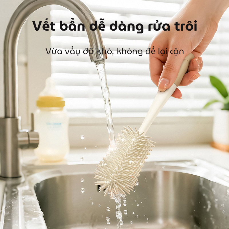 Bộ cọ rửa bình sữa silicone TPE đa năng 3in1 vệ sinh chuyên sâu, kháng khuẩ, thiết kế sang trọng, có thể tháo rời
