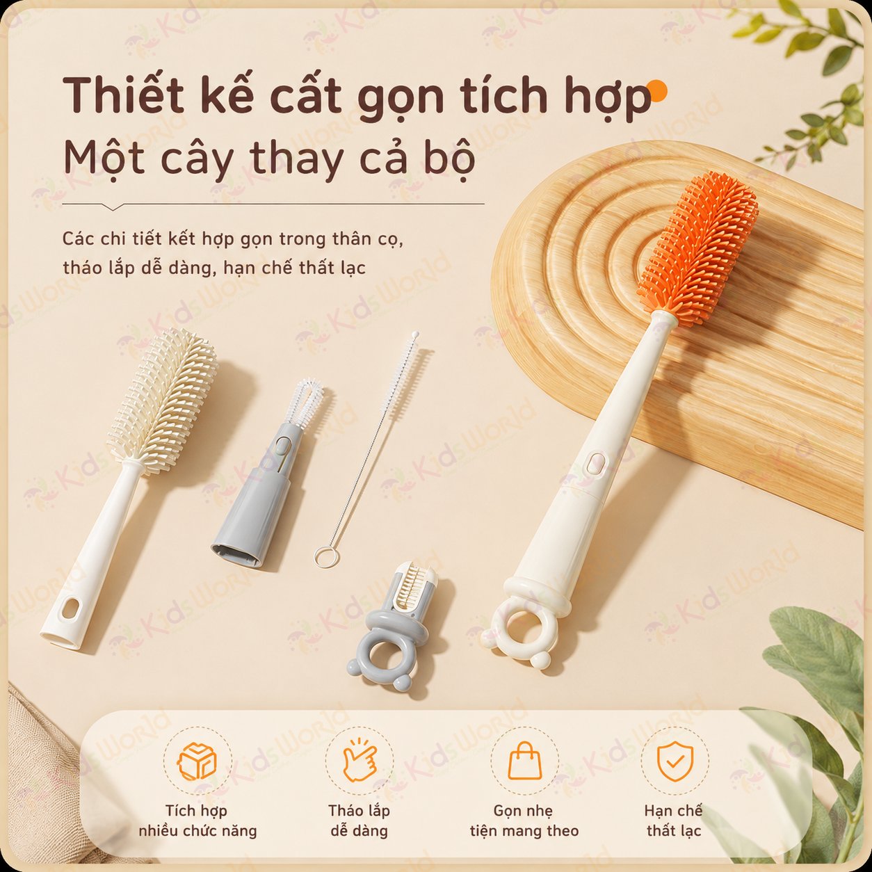 Bộ cọ rửa bình sữa silicone Youkebei 4in1 cho bé đa năng kèm cọ ống hút, cọ khe hẹp, cọ miệng cốc, treo gọn tiện lợi