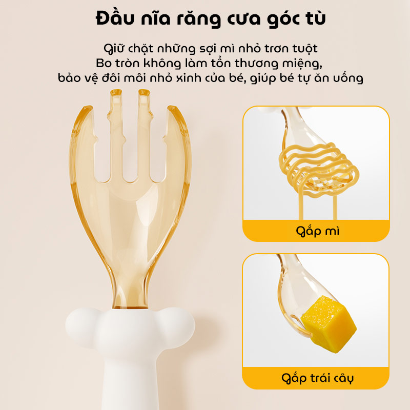 Bộ thìa nĩa cho bé ăn dặm Youkebei với chất liệu PPSU và Silicon cao cấp cho bé có đế hít chống đổ, an toàn tuyệt đối
