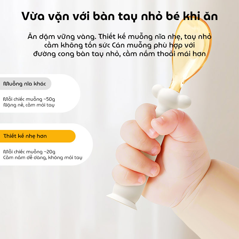 Bộ thìa nĩa cho bé ăn dặm Youkebei với chất liệu PPSU và Silicon cao cấp cho bé có đế hít chống đổ, an toàn tuyệt đối