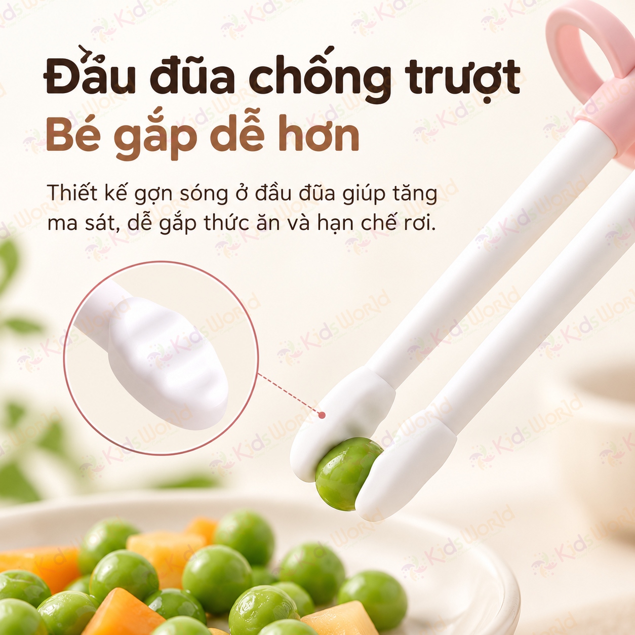 Bộ thìa nĩa đũa tập gắp cho bé hình thỏ đũa tập gắp xỏ ngón chống trượt giúp bé làm quen với việc gắp thức ăn bằng đũa
