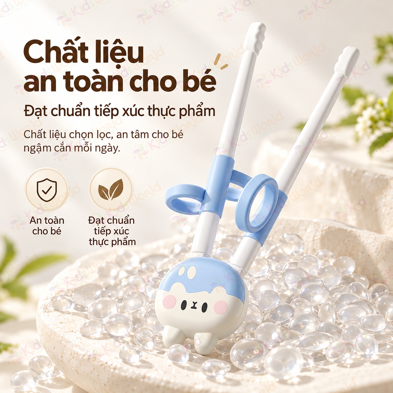Bộ thìa nĩa đũa tập gắp cho bé hình thỏ đũa tập gắp xỏ ngón chống trượt giúp bé làm quen với việc gắp thức ăn bằng đũa