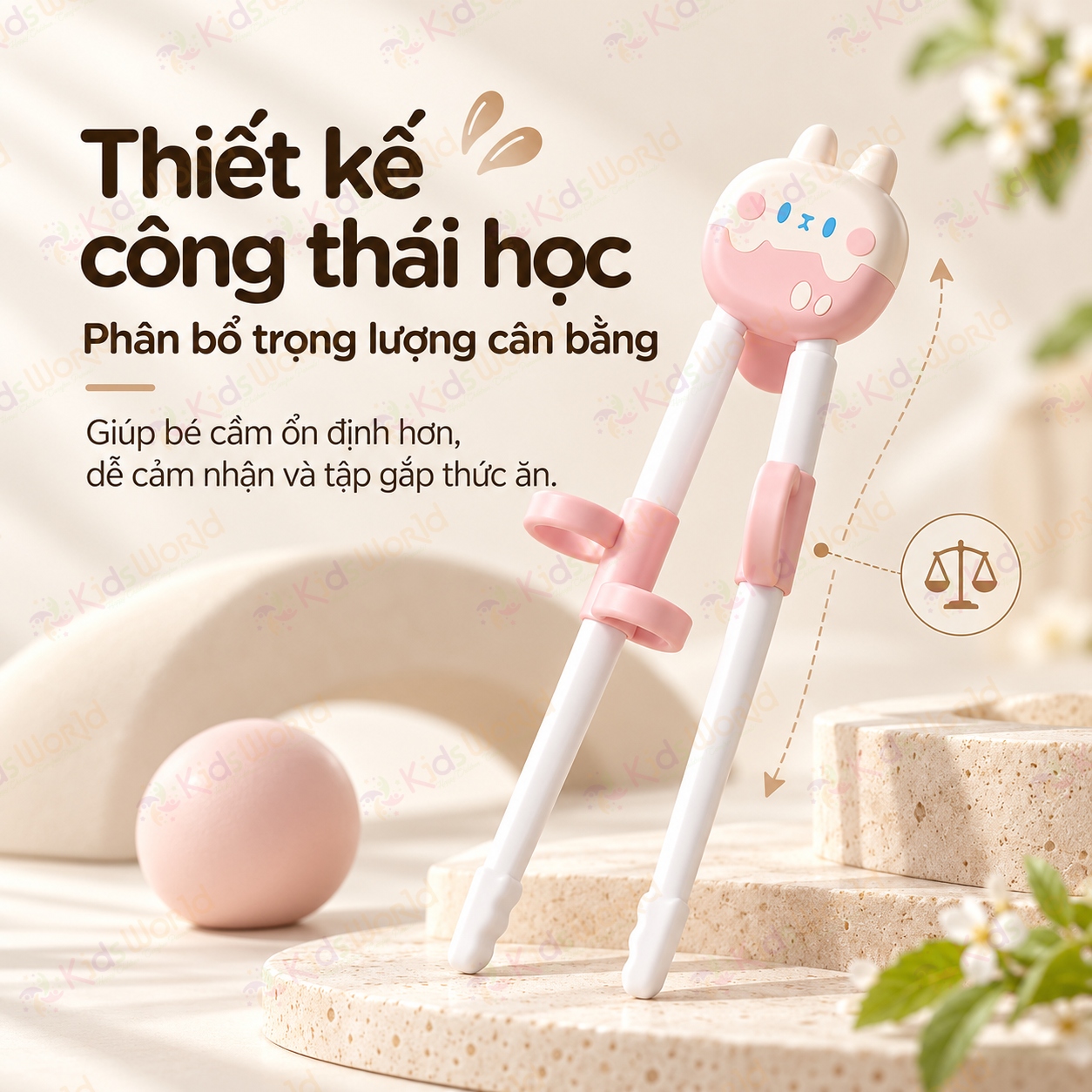 Bộ thìa nĩa đũa tập gắp cho bé hình thỏ đũa tập gắp xỏ ngón chống trượt giúp bé làm quen với việc gắp thức ăn bằng đũa