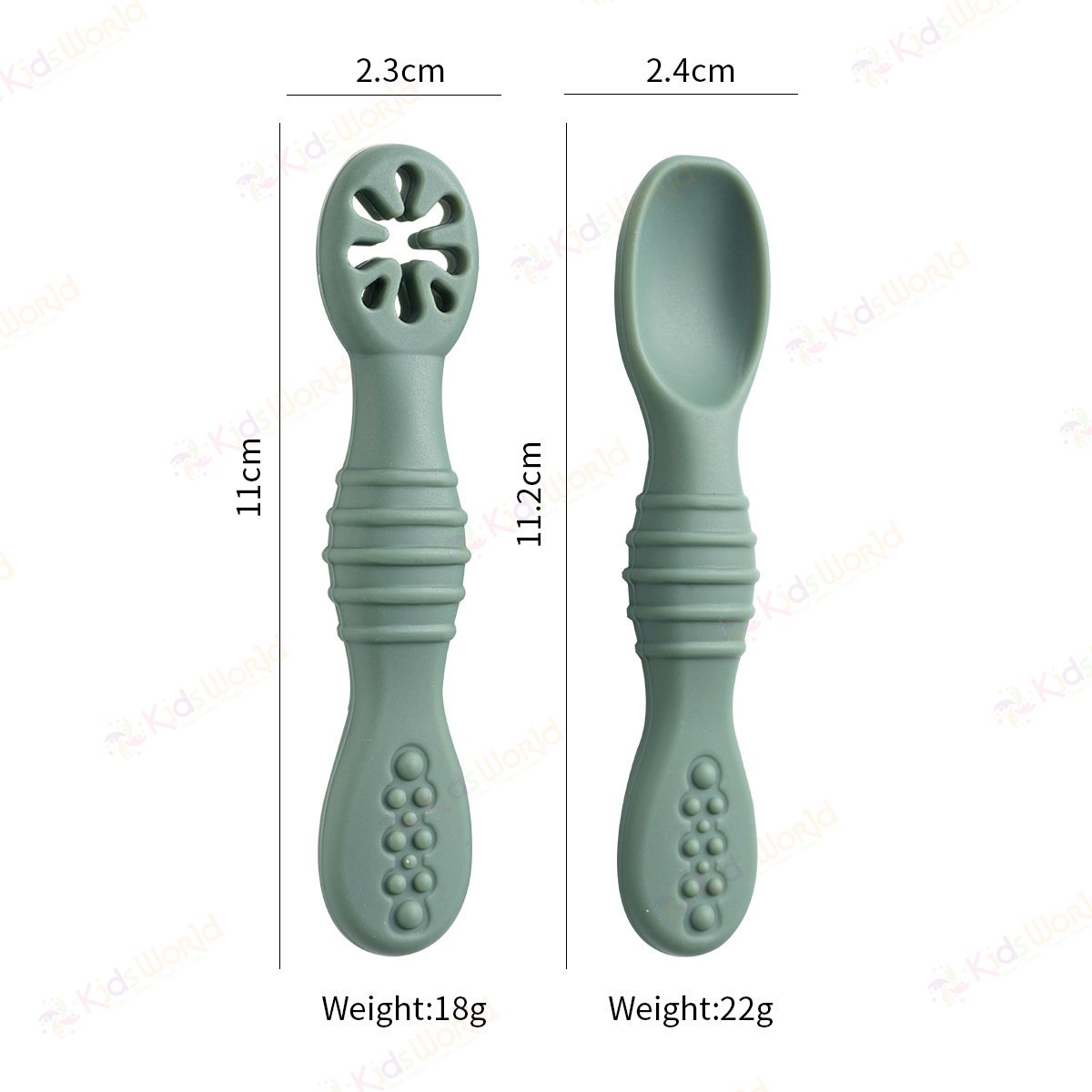 Bộ thìa silicon kết hợp gặm nướu cho bé ăn dặm tập ăn chống hóc, chống trơn, mềm êm, an toàn cho bé