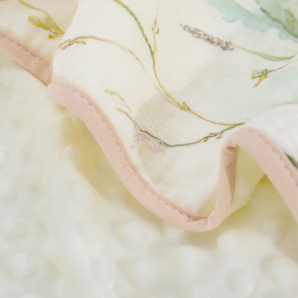 Chăn trẻ em nhung hạt đậu Zoubu Doudou mềm mại thoáng khí hoạ tiết hoạt hình bốn mùa điều hoà không khí chăn ôm mẫu giáo kích thước 100x100cm