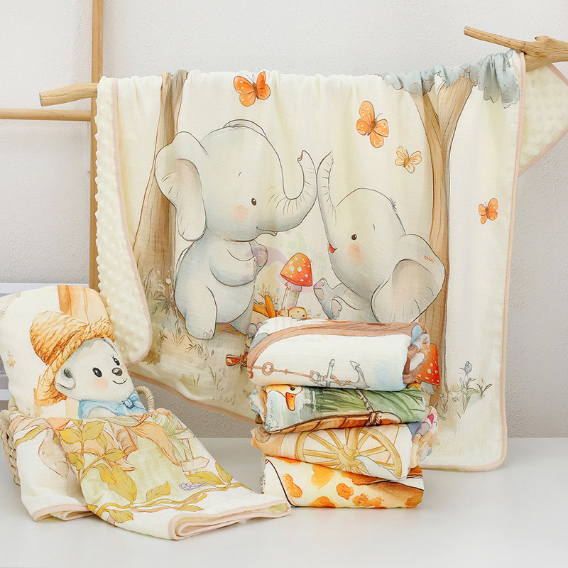 Chăn trẻ em nhung hạt đậu Zoubu Doudou mềm mại thoáng khí hoạ tiết hoạt hình bốn mùa điều hoà không khí chăn ôm mẫu giáo kích thước 100x100cm