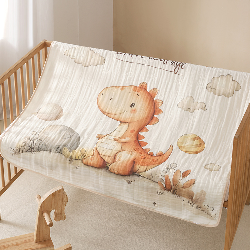 Chăn trẻ em hoạt hình Cotton nguyên chất 6 lớp kháng khuẩn mềm mại và thấm hút kích thước 105x110cm