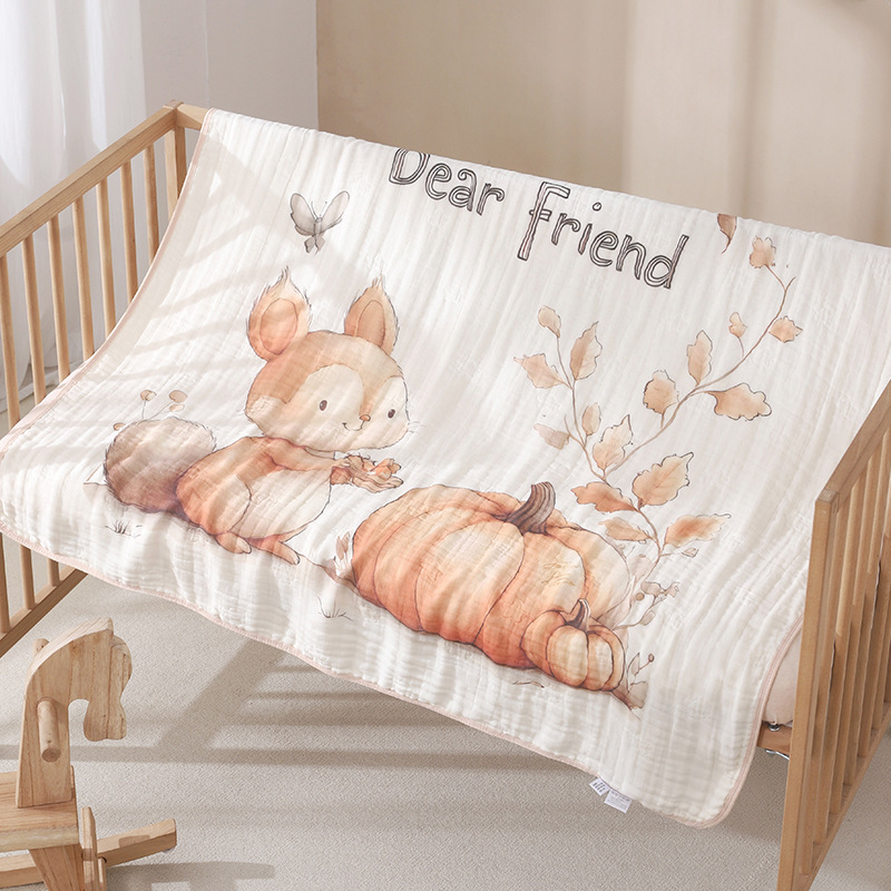 Chăn trẻ em hoạt hình Cotton nguyên chất 6 lớp kháng khuẩn mềm mại và thấm hút kích thước 105x110cm
